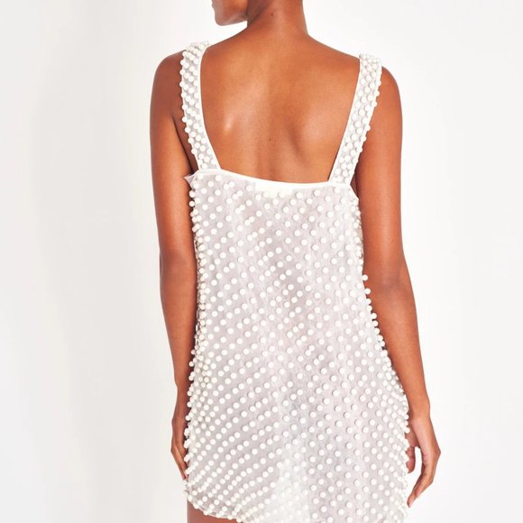 LoveShackFancy Cream Pearl Mini Dress - Picture 3 of 5